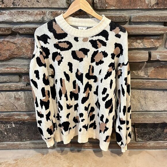 143 Story Leopard Crewneck Knit Sweater - Picture 1 of 8
